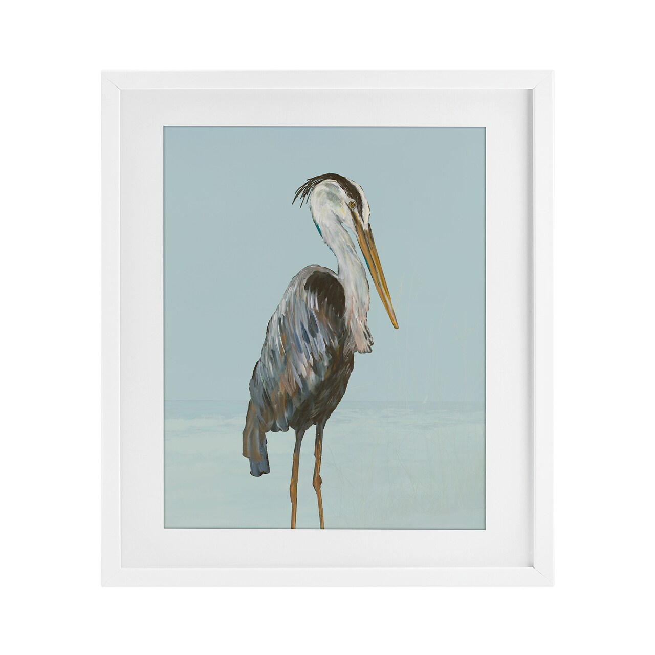 Stupell Industries Coastal Pelican Muted Blue Framed Print Under Glass, design by Julie DeRice